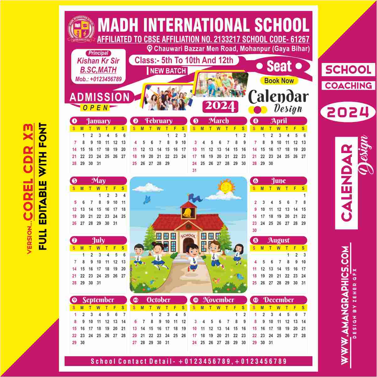 School Calendar New Design 2024 Cdr File