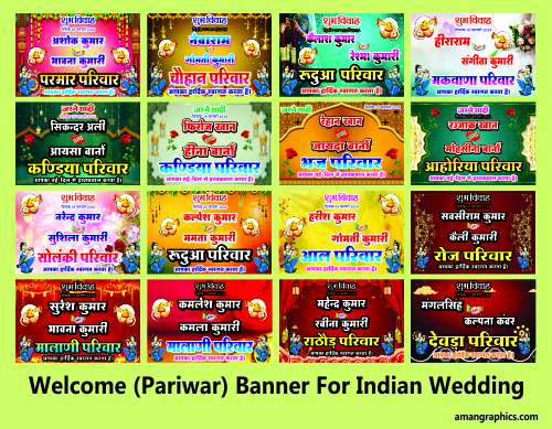 Welcome (Pariwar) Banner For Indian Wedding`