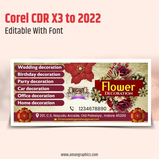 Flower Decoration Shop Flex Banner Template.