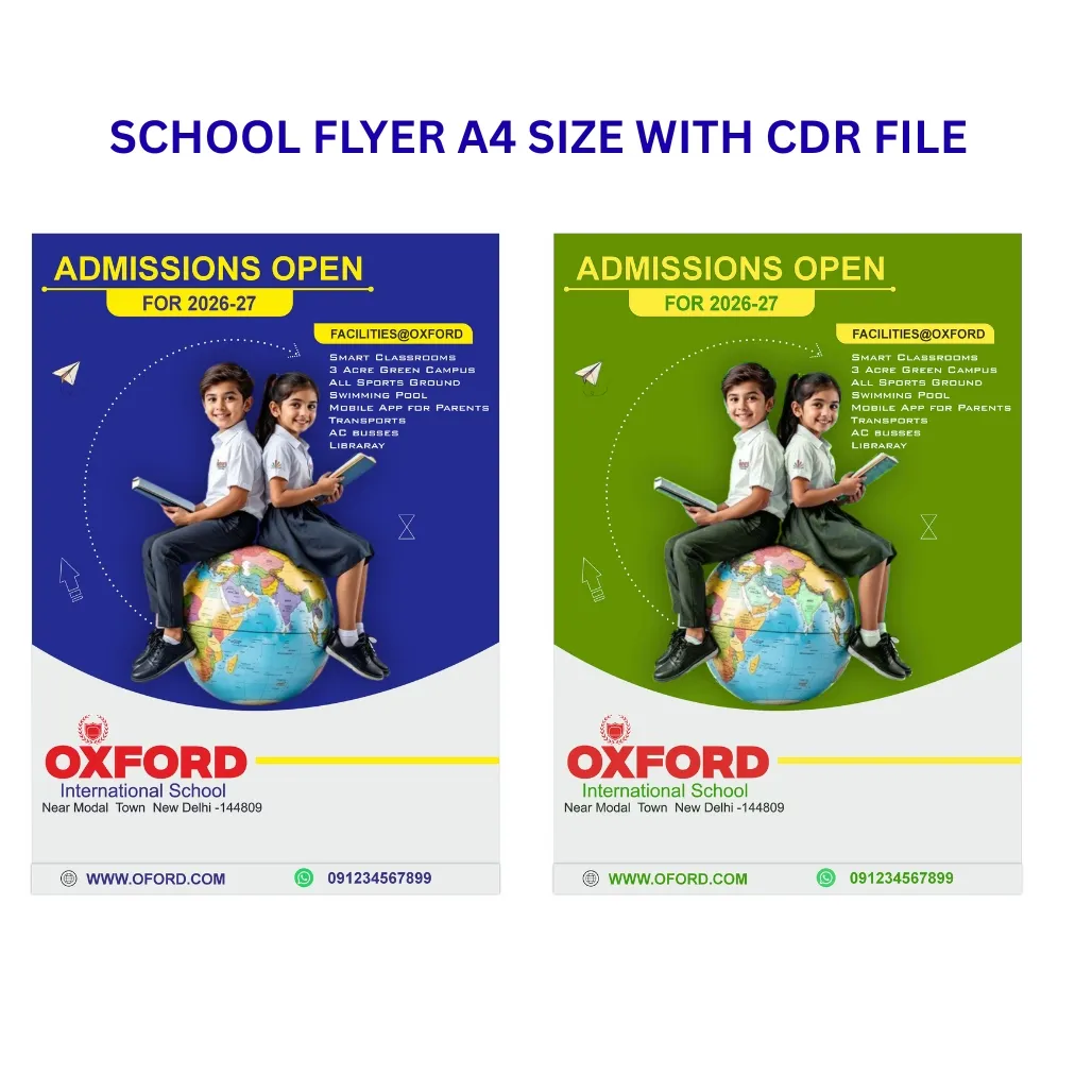 School Admission Flyer A4 size with cdr 2025 with font