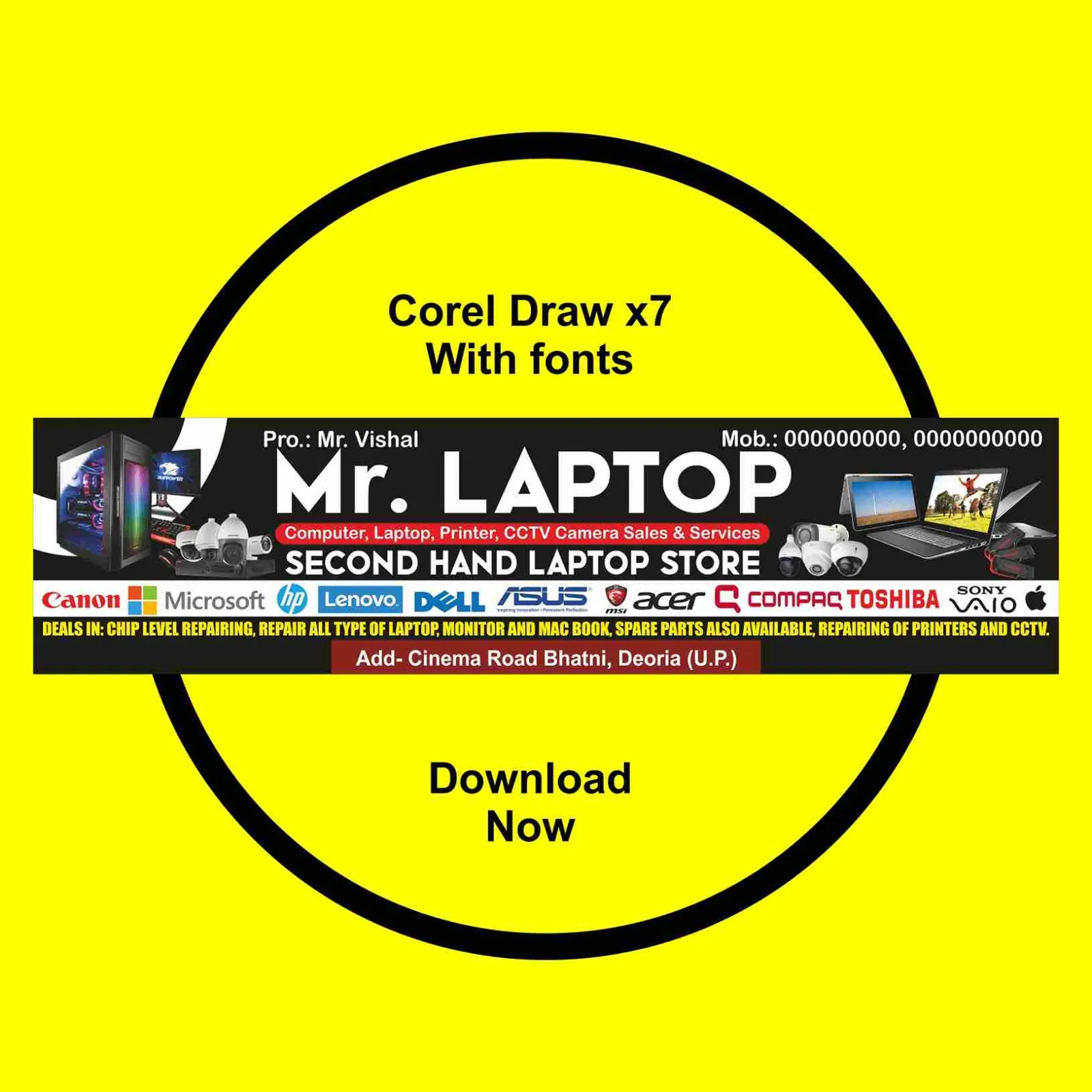 Computer shop banner design with fonts corel draw x7