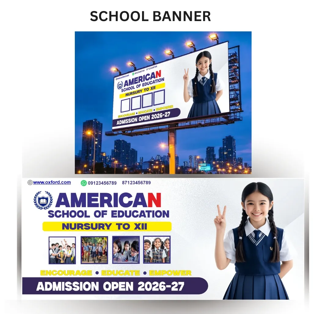 Flex or Banner design school admission CDR 2025 with Font