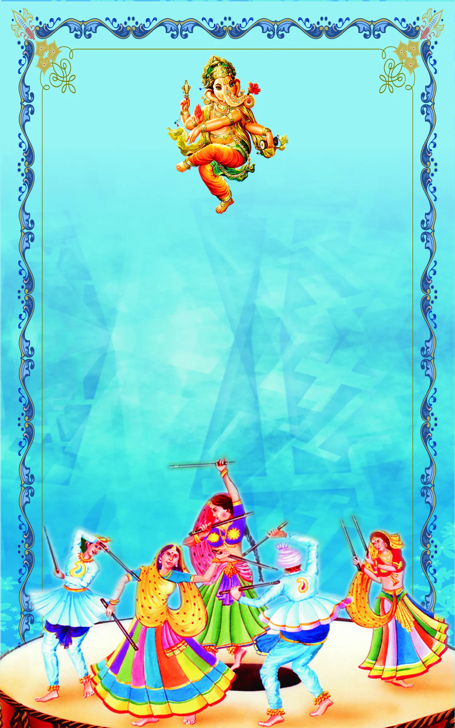 Navratri Garba Dandiya Invitation Card Template CDR