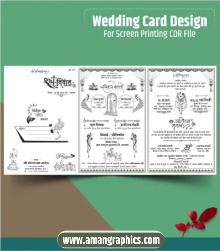 Wedding Card Design For Screen Printing CDR File