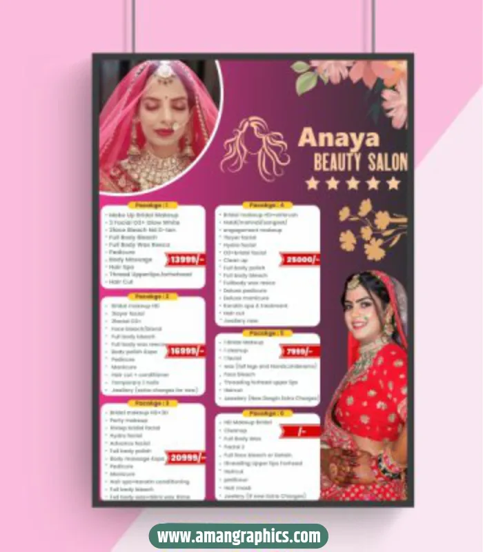 beauty salon price list