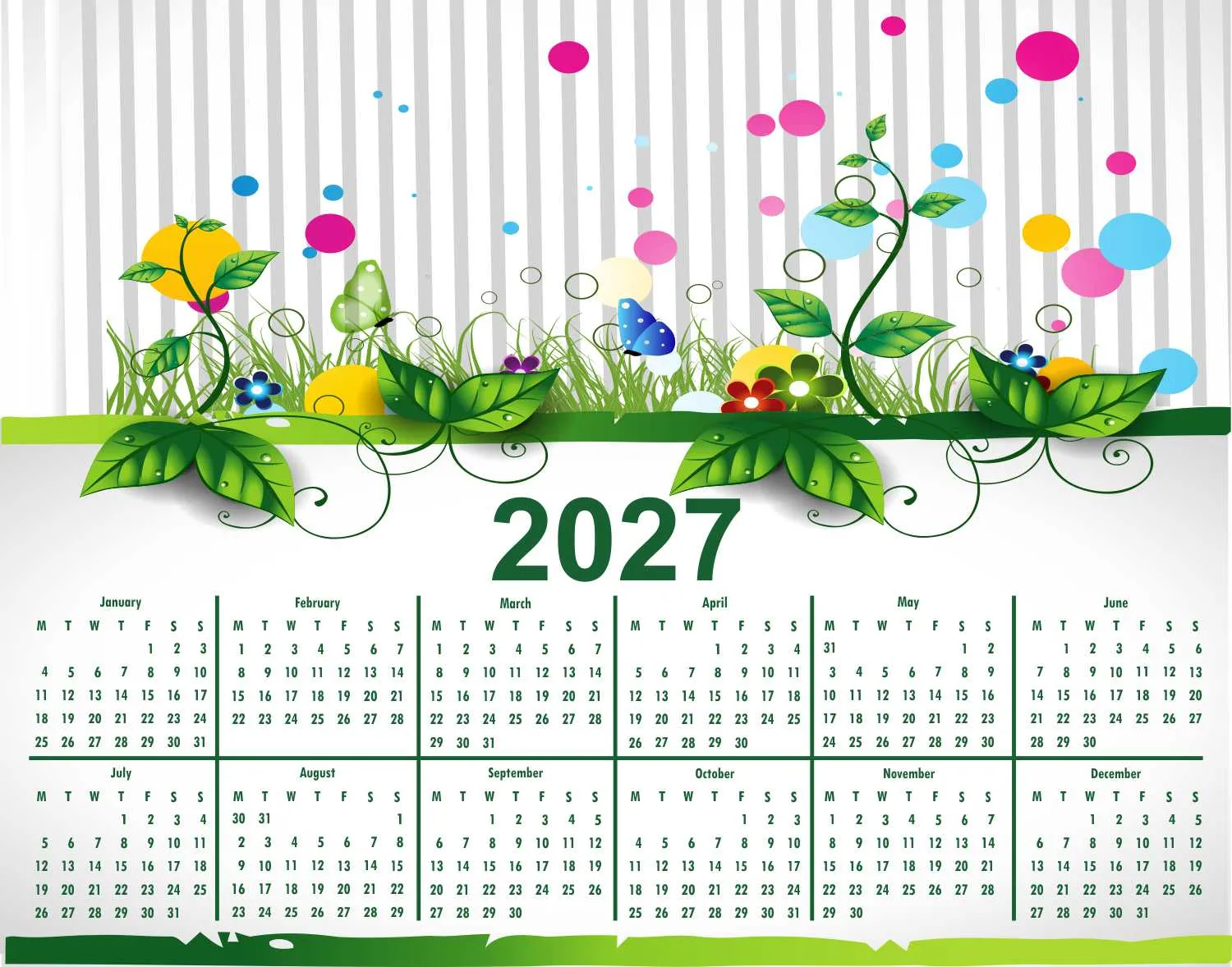 Calendar 2027 Template Design Vector Template Download preview 2