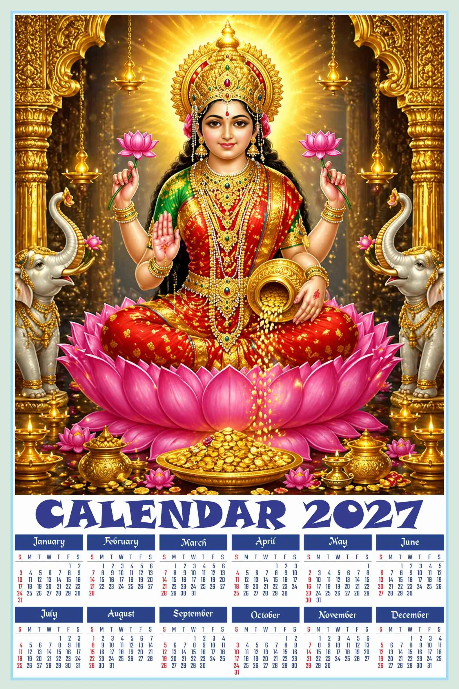 Calendar 2027 cdr Printable Calendar One Page preview 2